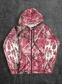 Manfinity EMRG Men's Fashion 3D Printed Zip-Up Hoodie,Halloween - Red - View 1