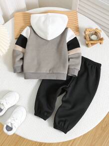 2pcs/Set Baby Boy/Girl All-Match Sportswear Hoodie And Pants Set, Casual Chic Streetwear Outfit For Daily Wear And Outdoor Activities