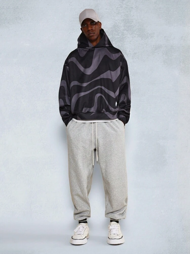 Oversized Heavyweight All Over Abstract Print Hoodie