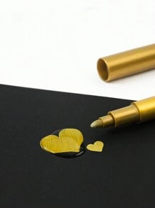 SHEIN 2pcs Gold & Silver Metal Paint Pens For Diy Drawing On Black Card/Doodling/Craft/Scrapbooking/Sign-Making, Pens, Markers, Acrylic Markers, Acrylic Pens Back To School,Pens