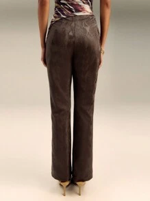 TypaGal 蛇纹 PU 直筒长裤