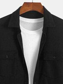 Manfinity Hypemode Camisa formal casual de manga larga con botones y bolsillo para hombre