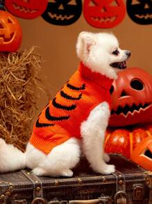 PETSIN 1 buc. Animal de companie Halloween Negru Portocaliu Contrast Scheleton Cozy Warm Dog Pulover