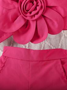 3pcs/Set Baby Girl Elegant Floral Front Casual Outfits, Spring & Fall - Hot Pink - View 5