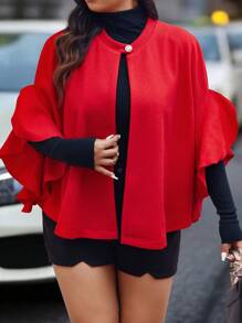 Calvaya Áo khoác ngoài tối giản màu trơn cỡ lớn dành cho nữ mặc hàng ngày - Đỏ - Xem 4
