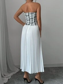 Chiquease Women's Solid Color Patchwork Front Button Camisole Casual Elegant Dress - White - View 2
