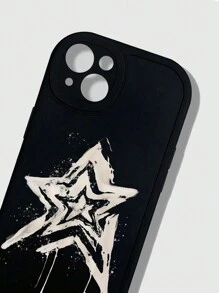 ROMWE Grunge Punk 1 个带五角星图案的黑色手机壳，适用于 Apple iPhone 11 12 13 14 15 Pro Max - 黑色 - 查看 2