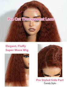 Glueless lockige Bob Spitzenfront Perücke aus Echthaar, transparente, vorgeschnittene Superwell Spitzenfront Bob Perücke mit vorgezupftem Seitenscheitel, rötlich-braun, Tiefwellige Wellen, einfach zum Anziehen und Tragen