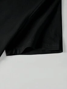 ROMWE Top corto ajustado con eslogan retro estadounidense estilo Y2K para superponer - Negro - Ver 3