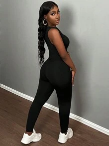 Slaydiva Bộ áo liền quần không tay gợi cảm mới về mùa hè cho bữa tiệc lễ hội âm nhạc - màu đen - Xem 2