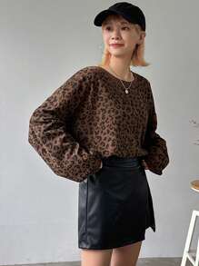 FRIFUL Women's Casual Leopard Print Long Sleeve Blouse, Spring Autumn
