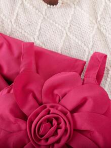 3pcs/Set Baby Girl Elegant Floral Front Casual Outfits, Spring & Fall - Hot Pink - View 4