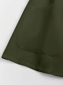 Chiquease Asymmetrical Pocket Single Button Lapel Short Sleeve Blazer - Olive Green - View 3