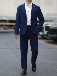 Manfinity Mode Men Solid Blazer & Suit Pants For Dailywear