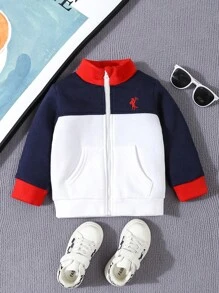 Babyjungen Freizeitjacke mit Patchwork, westlicher Stickerei Denim Außenjacke, Herbst/Winter