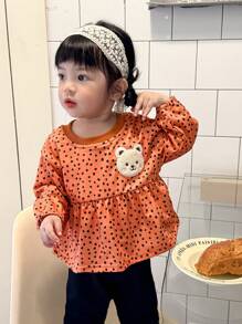 SHEIN Baby Girl Cute Leopard Print Cat Long Sleeve Sweatshirt And Pants Set