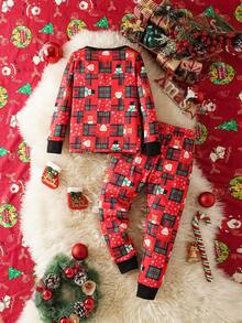 Bộ đồ ngủ bó sát in hình ông già Noel và tuần lộc theo chủ đề Giáng sinh cho bé gái - Nhiều màu - Xem 2