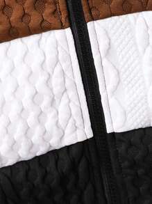 Áo khoác trùm đầu Colorblock thường ngày cho bé trai mùa thu - màu nâu - Xem 4