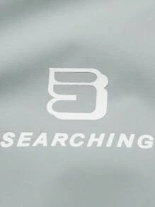 Manfinity Fitness Áo khoác thể thao thường ngày in chữ dài tay có khóa kéo phía trước màu trơn phong cách bạn trai dành cho nam - Xám - Xem 5