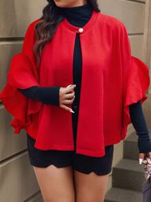 Calvaya Áo khoác ngoài tối giản màu trơn cỡ lớn dành cho nữ mặc hàng ngày - Đỏ - Xem 8