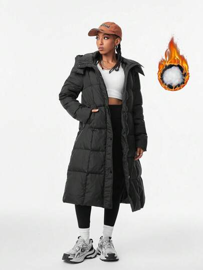 SHEIN EZwear Chaqueta casual con capucha y cremallera frontal de unicolor de manga larga y minimalista para mujeres