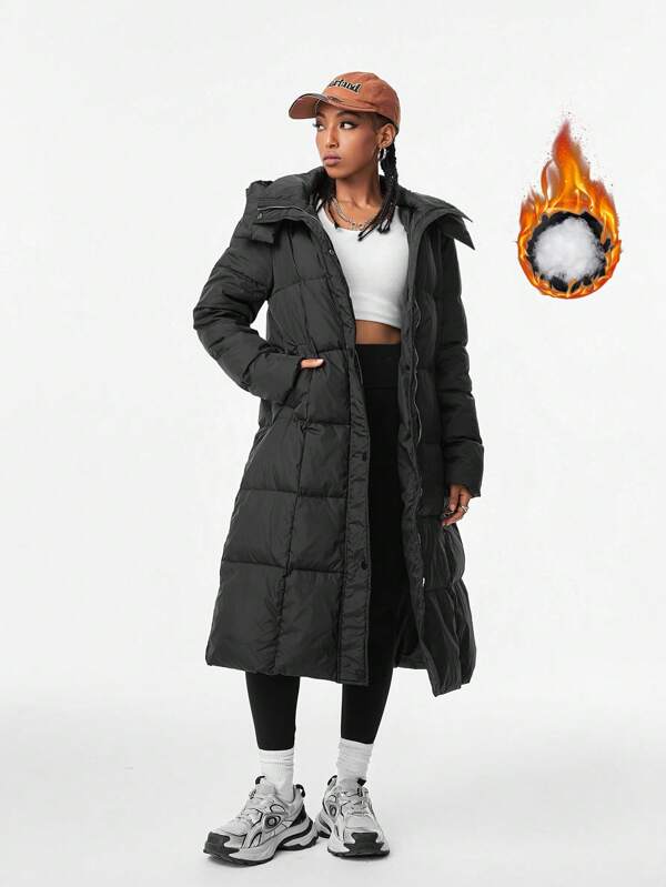 SHEIN EZwear Chaqueta casual con capucha y cremallera frontal de unicolor de manga larga y minimalista para mujeres