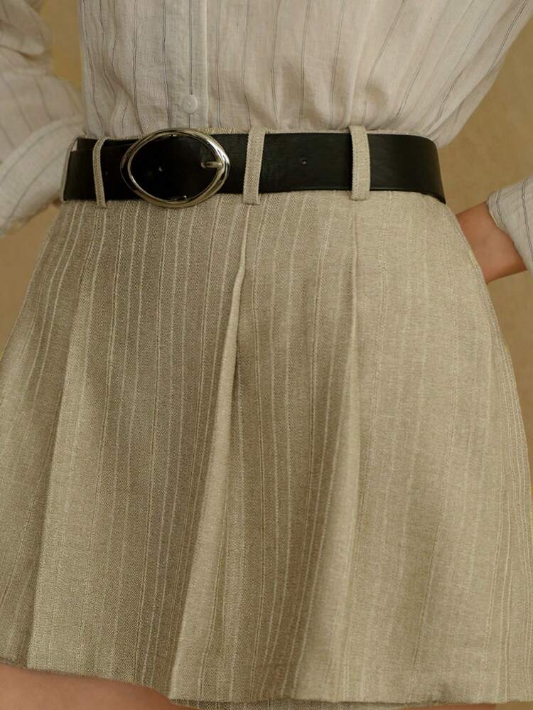 MOTF STUDIO SLANT POCKET FOLD PLEATED SKORT WITH BELT