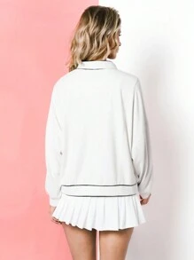 VARSITIE 条纹长袖带口袋纽扣女式户外夹克