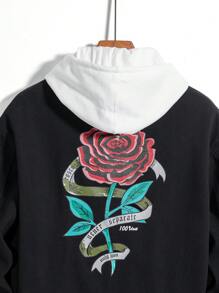 青少年男孩黑玫瑰印花简约休闲修身洗水牛仔夹克