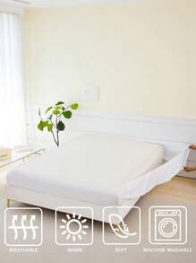 1pc Microfiber Brushed Bedsheet Set With Elastic - White - View 5