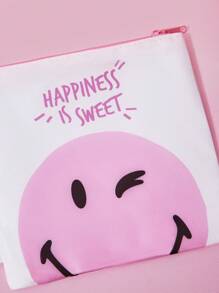 SmileyWorld® | SHEIN 2pcs Set Amusing Cartoon Expression Pattern Zipper Storage Bag