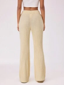 Forever 21 女士修身直筒休闲时尚百搭秋冬杏色高腰毛呢长裤 - 杏色 - 查看 2