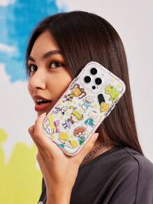 Nick 90s | SHEIN Cartoon Character And Star Print Transparent Phone Case ,Compatible With IPhone