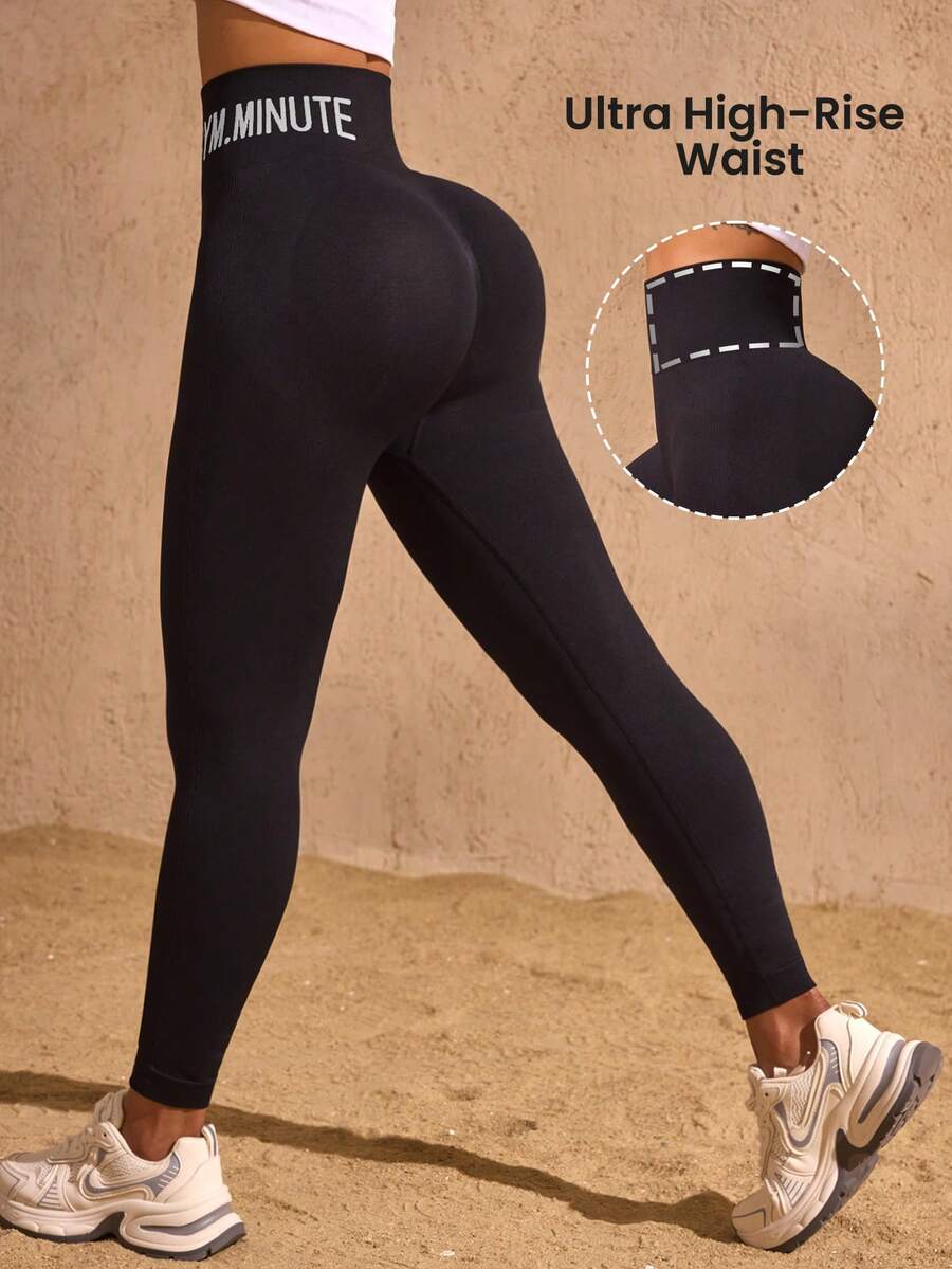 Lifespree Damskie bezszwowe legginsy z wysokim stanem - Czarne - Zobacz 1