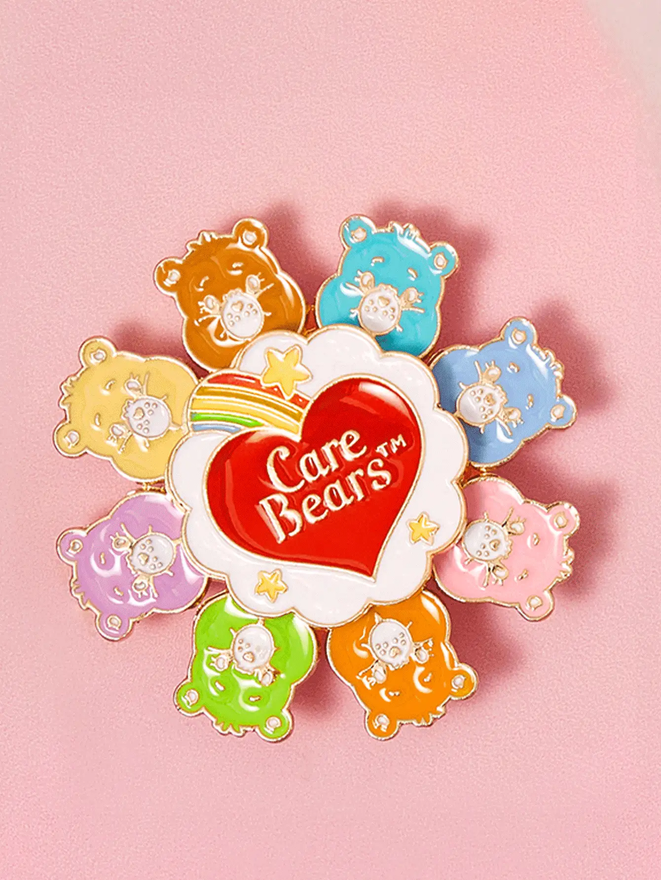 SHEIN X Care Bears Cute Cartoon Bear Graphic 360° Rotatable Badge/Brooch,For Gifts,Valentine's Day - Multicolor - View 2