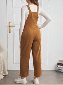 SHEIN Peto de unicolor con bolsillo delantero, ribete de volantes para maternidad