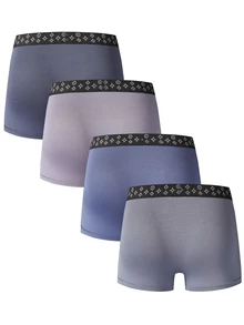 4 chiếc quần đùi nam cạp chun họa tiết hình học thường ngày - Nhiều màu - Xem 2