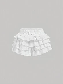 SHEIN X ELOISA & ORSON SHEIN MOD Falda pantalón blanca de volantes con diseño vintage y bonito vuelo, vestido de gala, pantalones cortos con volantes, conjunto informal para mujer para conciertos