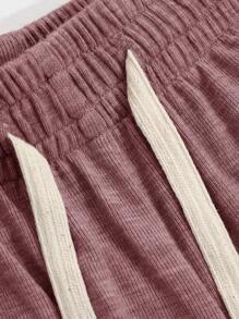 DAZY Pantalones rectos de punto básicos para estar en casa - Rosa - Ver 7