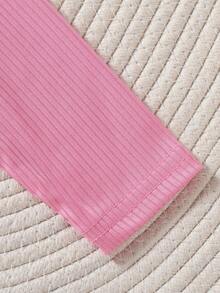 SHEIN 3 件套女婴春秋休闲纯色罗纹夹克 - 彩色 - 查看 5