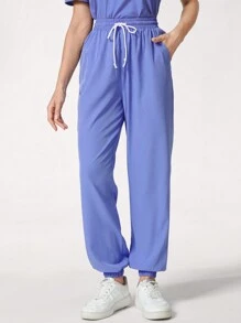 TaskEZ Pantalón de uniforme de unicolor con cordón en la cintura y puños en los tobillos