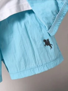 2 piezas Conjunto deportivo casual minimalista con capucha y shorts para niño joven, adecuado para uso diario, escuela, deportes, primavera/verano/otoño