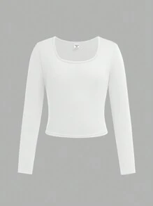 SHEIN Girlism 3 件套 Tween 女童休闲街头时尚纯色圆领长袖修身上衣 - 紅色 - 查看 10