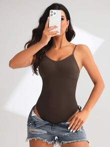 SHEIN Sport Studio Seamless Yoga Bodysuit With Padded Bra And High Elasticity
