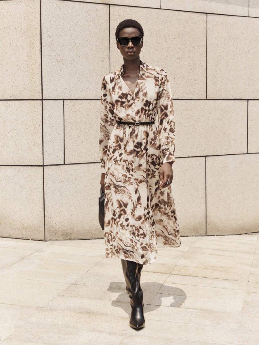 BizChic Elegantes Eng anliegendes Kleid mit Leoprint für das Büro für Damen - Braun - Übersicht 1