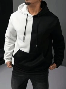 Manfinity LEGND Áo hoodie thường ngày cỡ lớn cho nam có in khẩu hiệu và hình cánh, dành cho mùa thu và mùa đông, áo hoodie dài tay họa tiết đi chơi dạo phố, quà tặng cho bạn bè, chồng, bạn trai - Đen và trắng - Xem 5