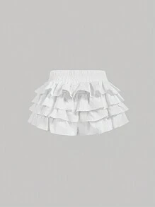 SHEIN X ELOISA & ORSON SHEIN MOD Falda pantalón blanca de volantes con diseño vintage y bonito vuelo, vestido de gala, pantalones cortos con volantes, conjunto informal para mujer para conciertos