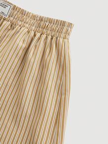 SHEIN X ELOISA & ORSON SHEIN MOD Pantalones cortos de verano casuales para mujer con cintura elástica, impresión de letras y rayas