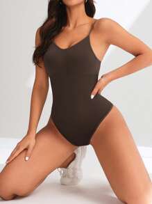 SHEIN Sport Studio Seamless Yoga Bodysuit With Padded Bra And High Elasticity