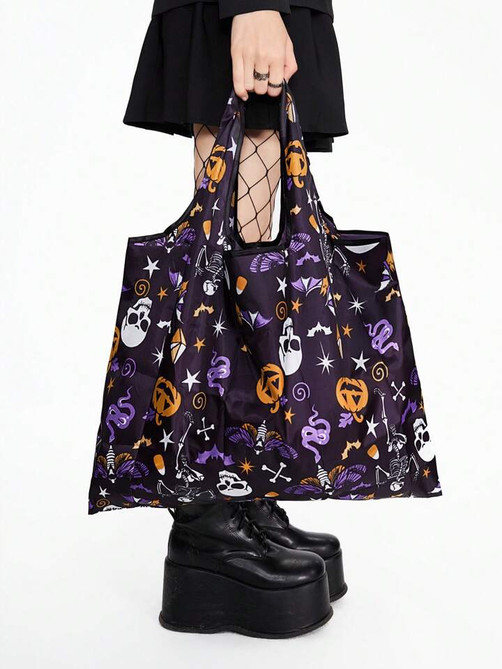 Our Goth Halloween Dark Pumpkin, Skull, Bat Large Capacity